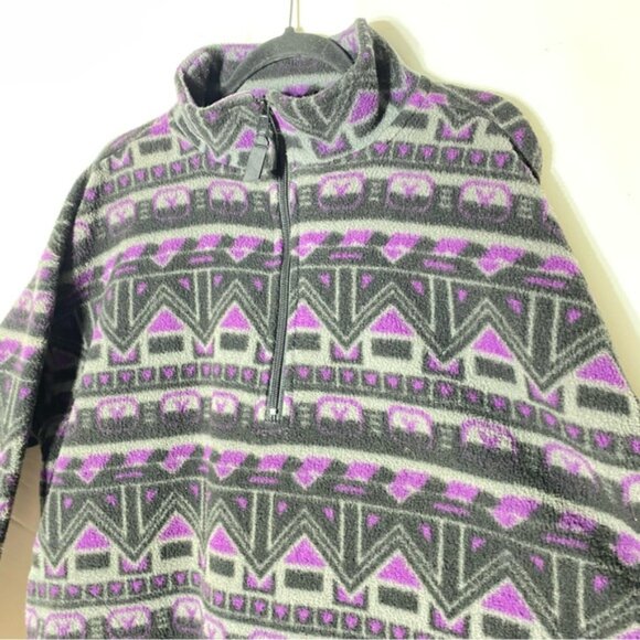 Vintage Rough Dress Purple Grey Geometric Print Half Zip Pullover Fleece XL - Picture 8 of 14